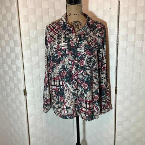 NWT ny collection floral blouse size large - Picture 1 of 9